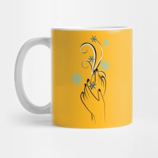 Snowflakes on delicate hands Mug